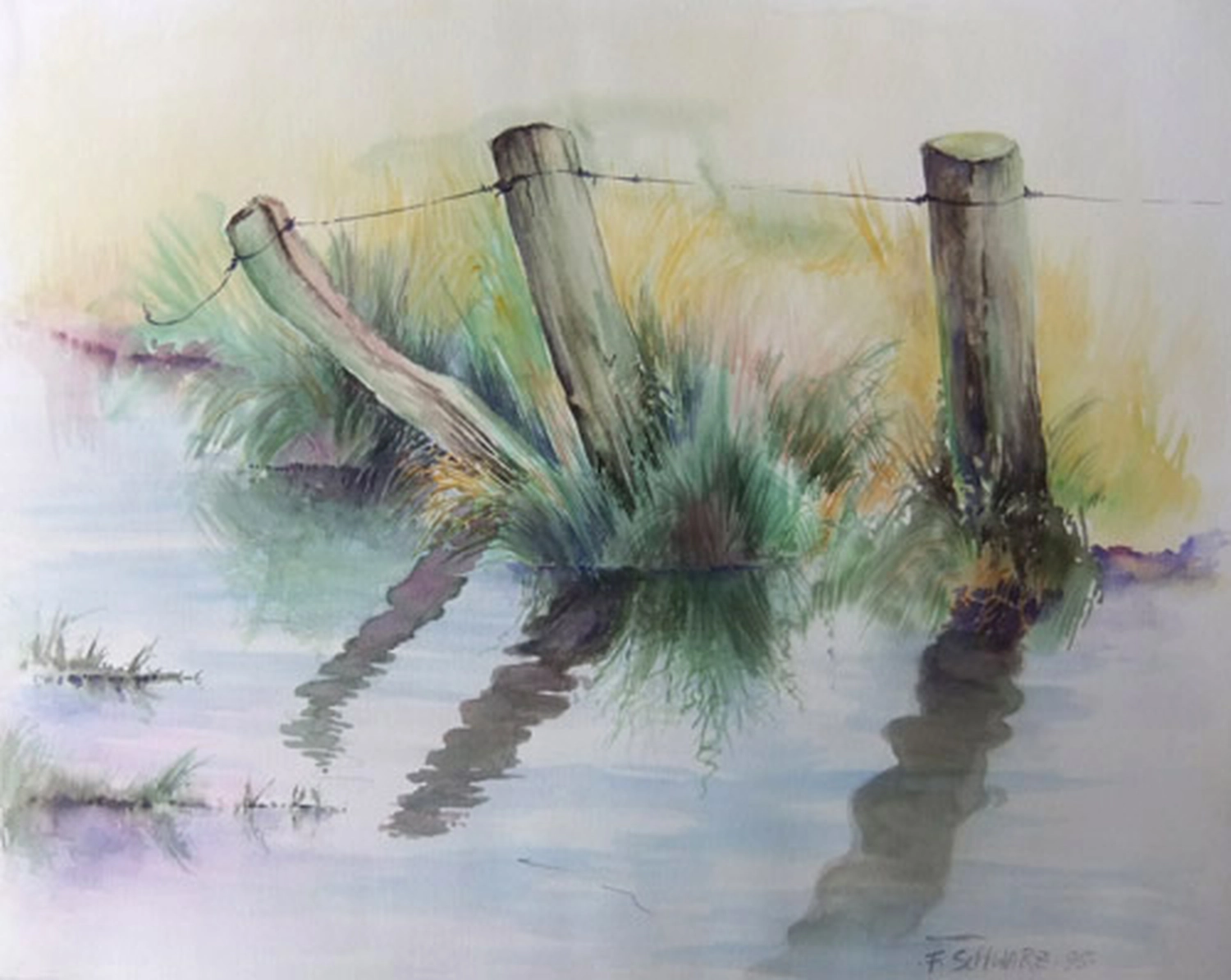 Künstler - Malerei - "Spiegelung" . Aquarell . 50 x 40 cm