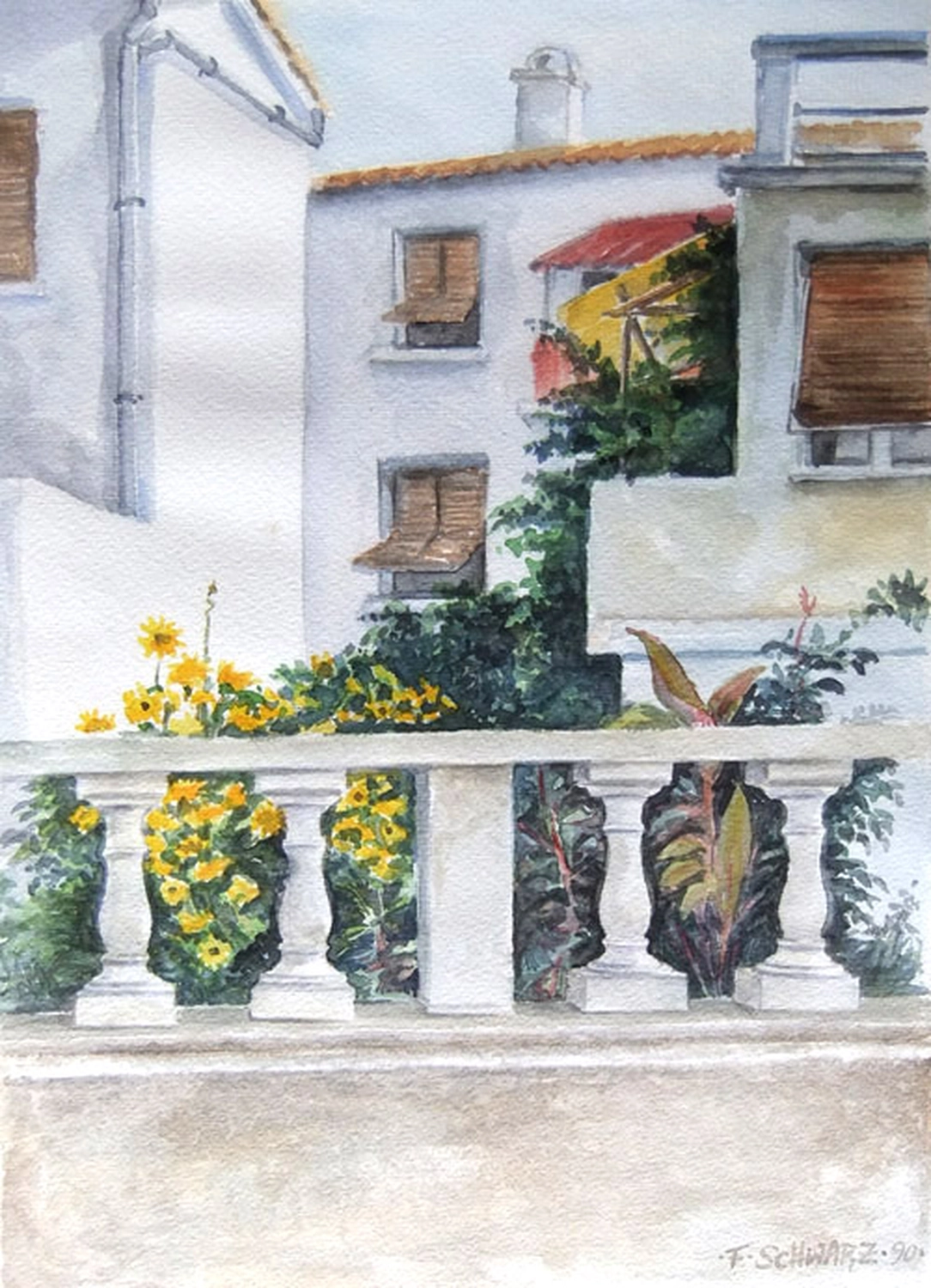 Künstler - Malerei - "Kroatien, Krk" . Aquarell . 52 x 68 cm