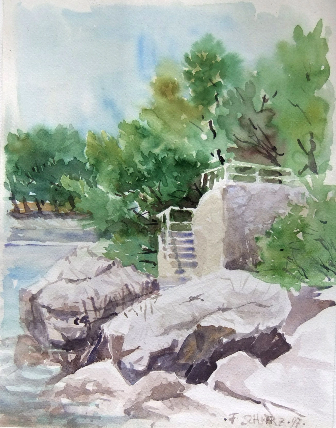Künstler - Malerei - "Kroatien, Rovinj" . Aquarell . 30 x 42 cm