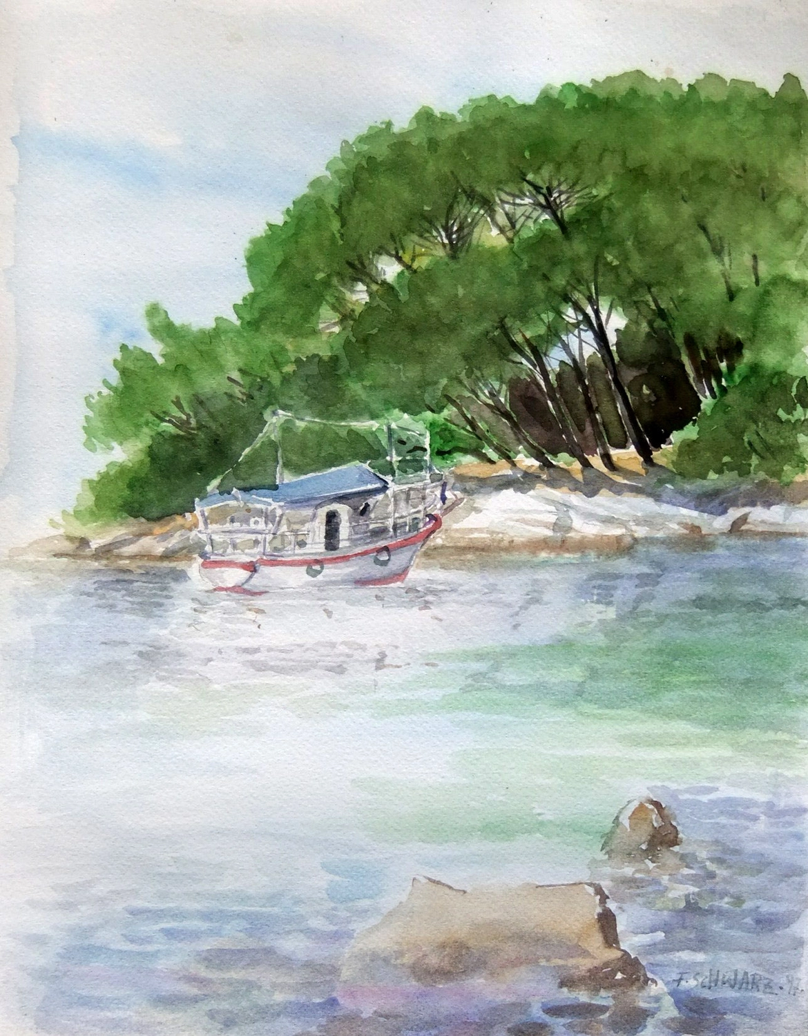 Künstler - Malerei - "Kroatien, Rovinj" . Aquarell . 30 x 42 cm